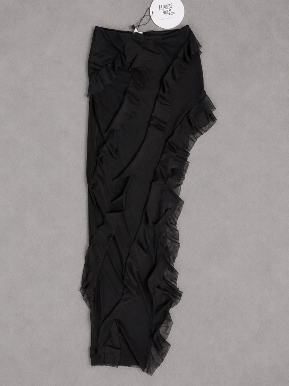 Princess Polly Black Ruffle Maxi Skirt – Size 2 NWT